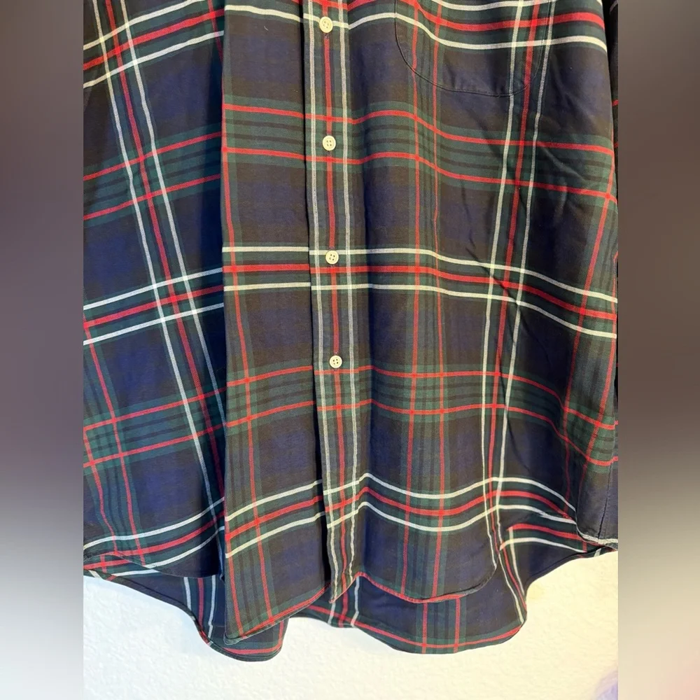 VTG Ralph Lauren BIG SHIRT Men L Navy Green Red Plaid Button Down 100% Cotton - Picture 4 of 15